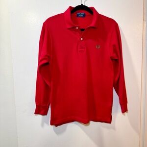 Fred Perry Long Sleeve Polo Shirt Made in Japan Size M Red